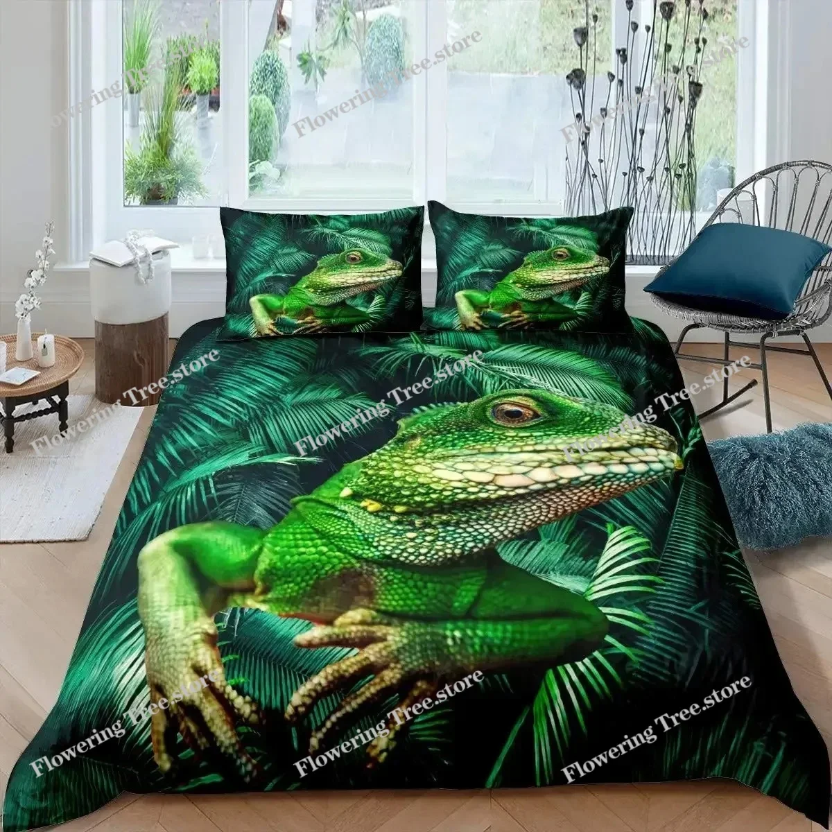 Chameleon Duvet Cover Set 3D Wild Animal Theme Twin Bedding Set Wildlife Comforter Cover Boys Green Leaf Polyester Quilt Cover
Chameleon Duvet Cover Set 3D Wild Animal Theme Twin Bedding Set Wildlife Comforter Cover Boys Green Leaf Polyester Quilt Cover