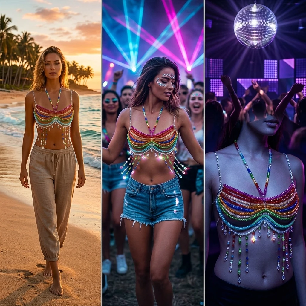 Bohemian Crystal Beaded Body Chain Multicolor Tassel Necklace for Party Performance
Bohemian Crystal Beaded Body Chain Multicolor Tassel Necklace for Party Performance
