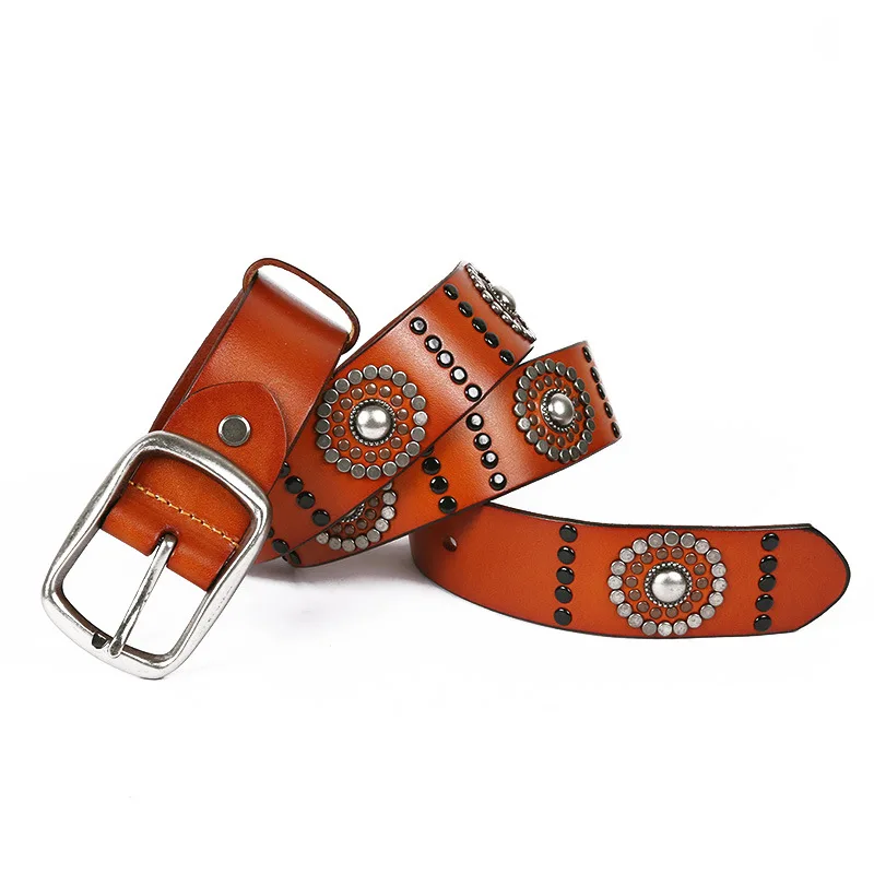 Fashion Genuine Leather Belt For Man Women Rivets Design Top Layer Cowhide Leather Belts
Fashion Genuine Leather Belt For Man Women Rivets Design Top Layer Cowhide Leather Belts