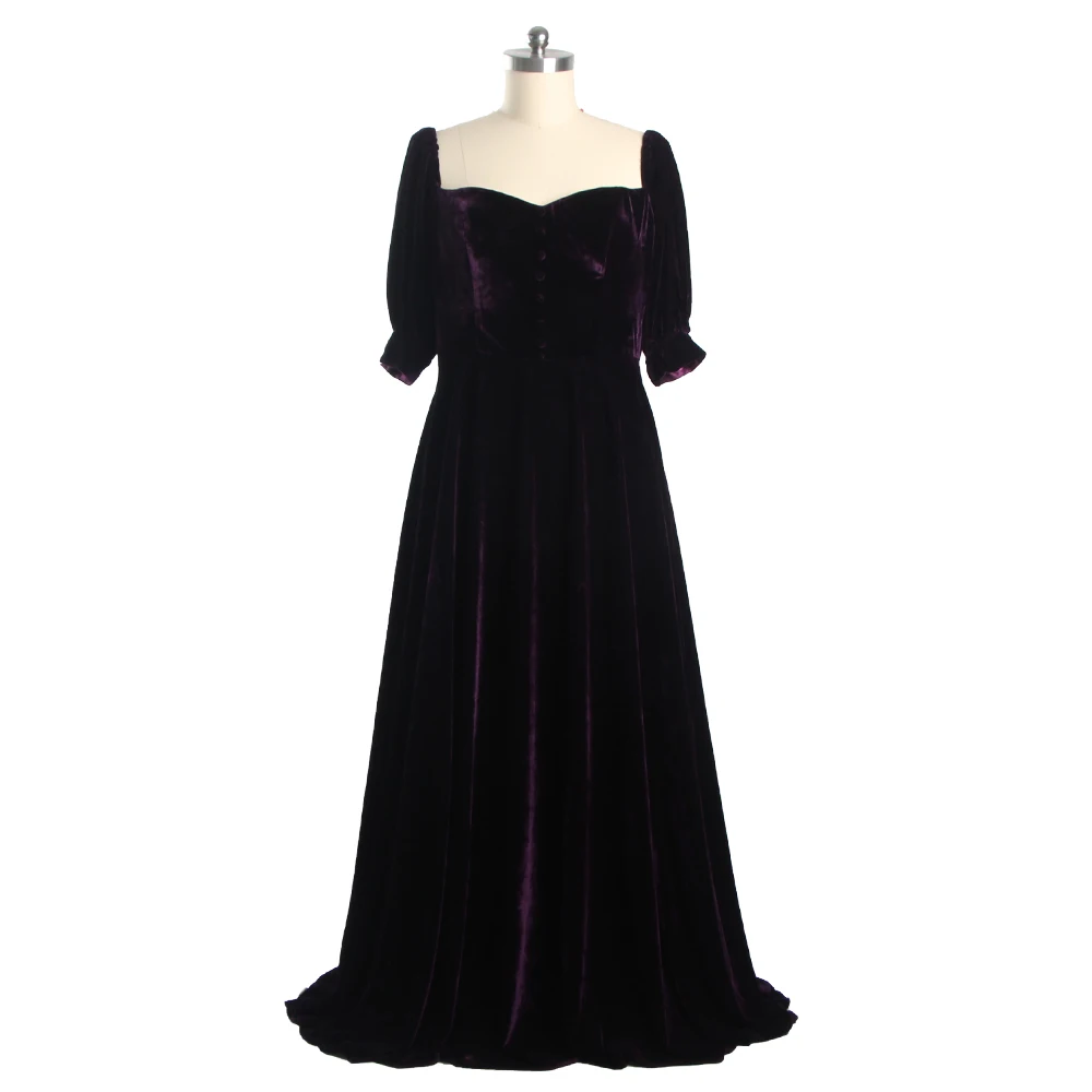 Evening Dresses Purple Velour Sweetheart Collar Short Sleeves Zipper Back A-line Floor Length Plus size Women Party Dress LF141
Evening Dresses Purple Velour Sweetheart Collar Short Sleeves Zipper Back A-line Floor Length Plus size Women Party Dress LF141