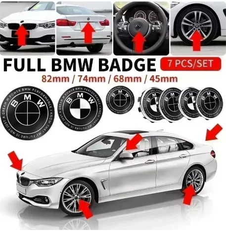 7pcs 45mm 68mm 74mm 82mm Car Front Hood Emblem rear boot badge Steering wheel Logo for BMW M F30 G01 E36 E39 E87 E46 E90 E92 E53
7pcs 45mm 68mm 74mm 82mm Car Front Hood Emblem rear boot badge Steering wheel Logo for BMW M F30 G01 E36 E39 E87 E46 E90 E92 E53