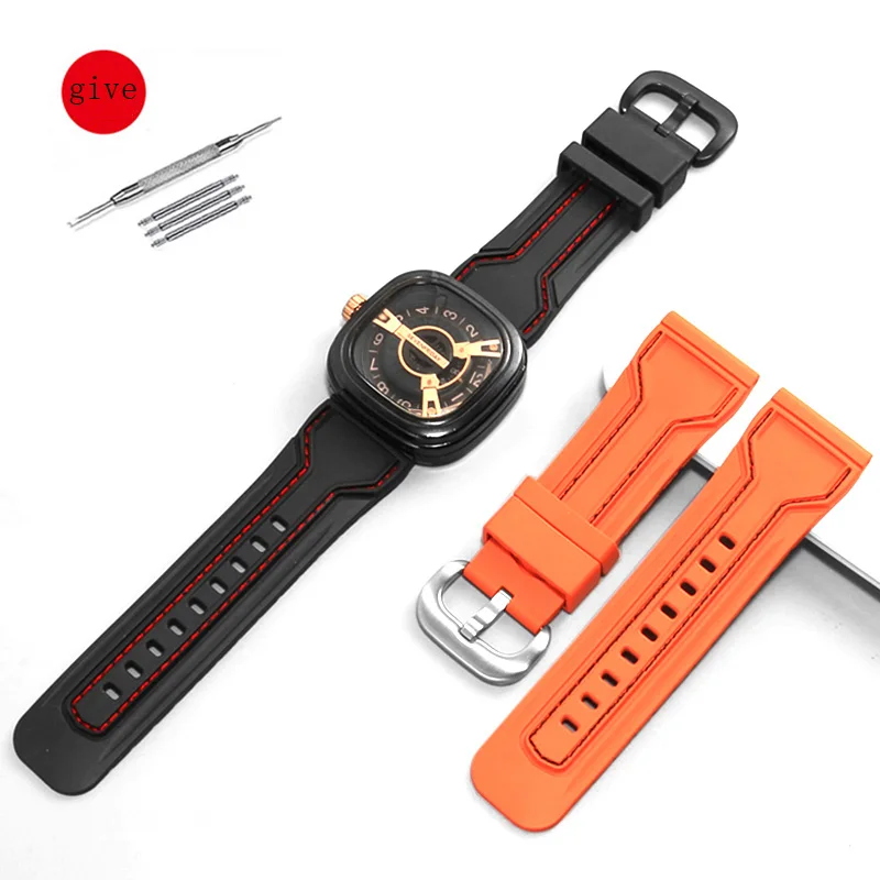 PEIYI Substitute Friday Silicone Watchband Agoler WatchBelt Rubber Watch Chain Men's Large Dial Accessories 28mm Black Orange
PEIYI Substitute Friday Silicone Watchband Agoler WatchBelt Rubber Watch Chain Men's Large Dial Accessories 28mm Black Orange