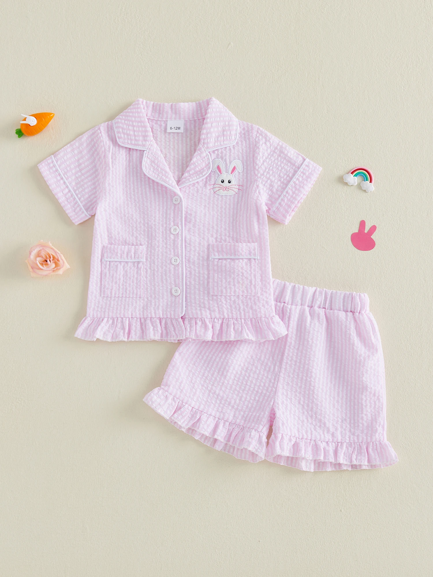 Easter Boys Pajamas Set Bunny Embroidery Short Sleeve Tops with Plaid Shorts Sleepwear for Kids
Easter Boys Pajamas Set Bunny Embroidery Short Sleeve Tops with Plaid Shorts Sleepwear for Kids