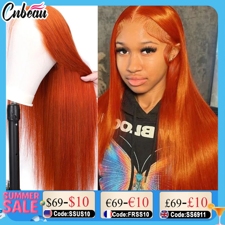 30 40 inch Remy 200 Density Transparent 13x4/13x6 HD Lace Frontal Wig Straight Lace Front Wigs Human Hair Ginger Orange Glueless
30 40 inch Remy 200 Density Transparent 13x4/13x6 HD Lace Frontal Wig Straight Lace Front Wigs Human Hair Ginger Orange Glueless