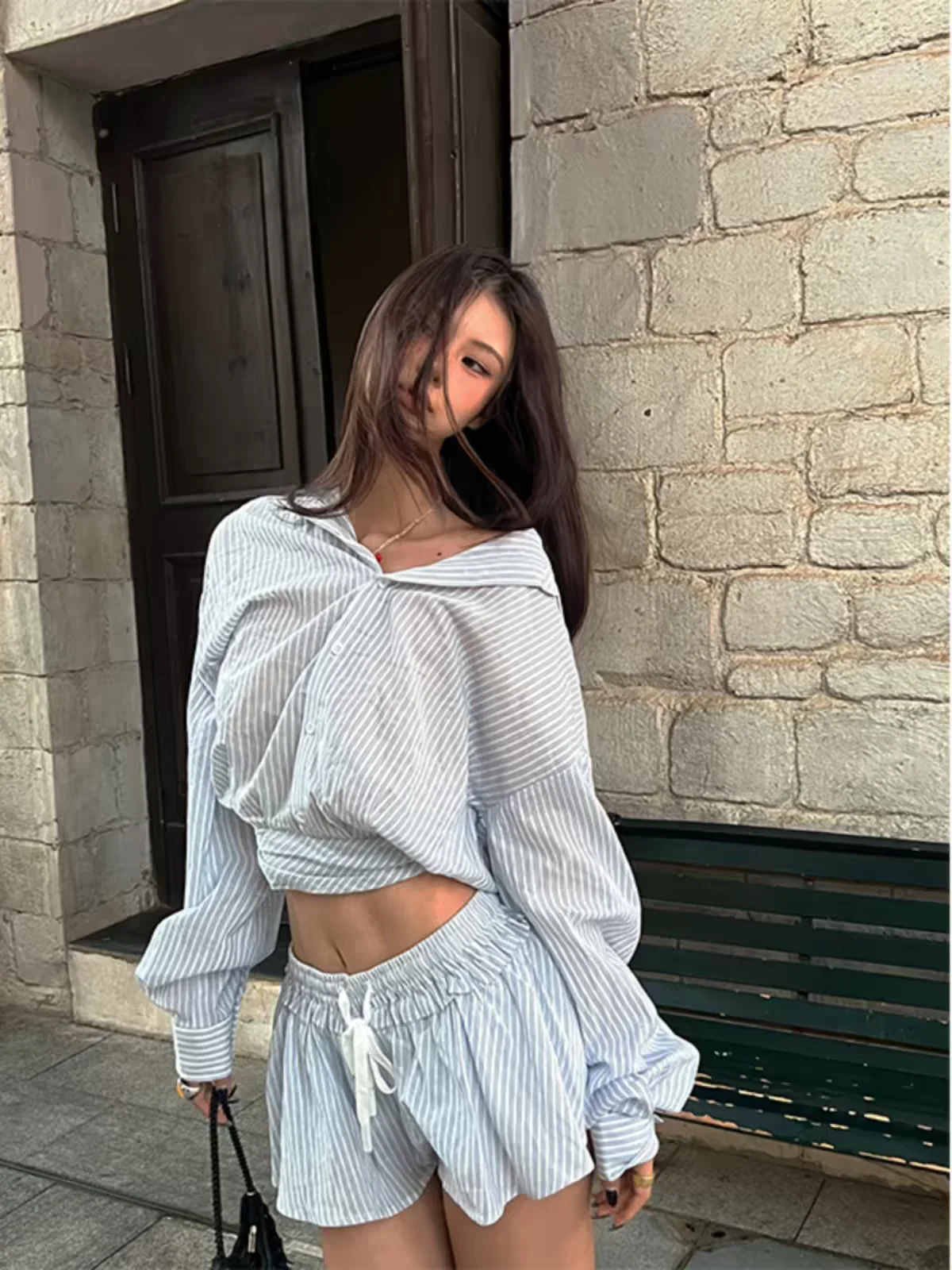 Womens Matching Sets Sexy Striped Skirt&Lapel Long Sleeve Single Breasted Loose Cropped Tops 2026 Summer New Chic Lady Outfits
Womens Matching Sets Sexy Striped Skirt&Lapel Long Sleeve Single Breasted Loose Cropped Tops 2026 Summer New Chic Lady Outfits
