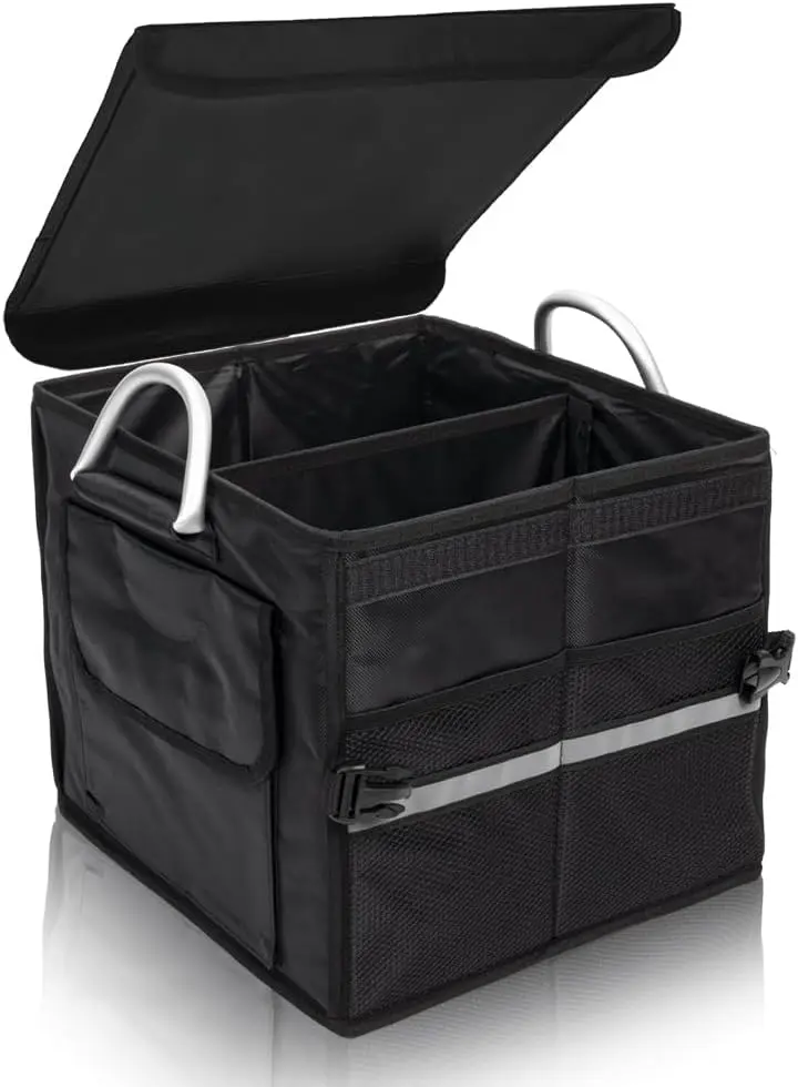 Small trunk organizer bag, suitable for SUVs and sedans, 28 liters, foldable waterproof Oxford cloth, with aluminum alloy handle
Small trunk organizer bag, suitable for SUVs and sedans, 28 liters, foldable waterproof Oxford cloth, with aluminum alloy handle