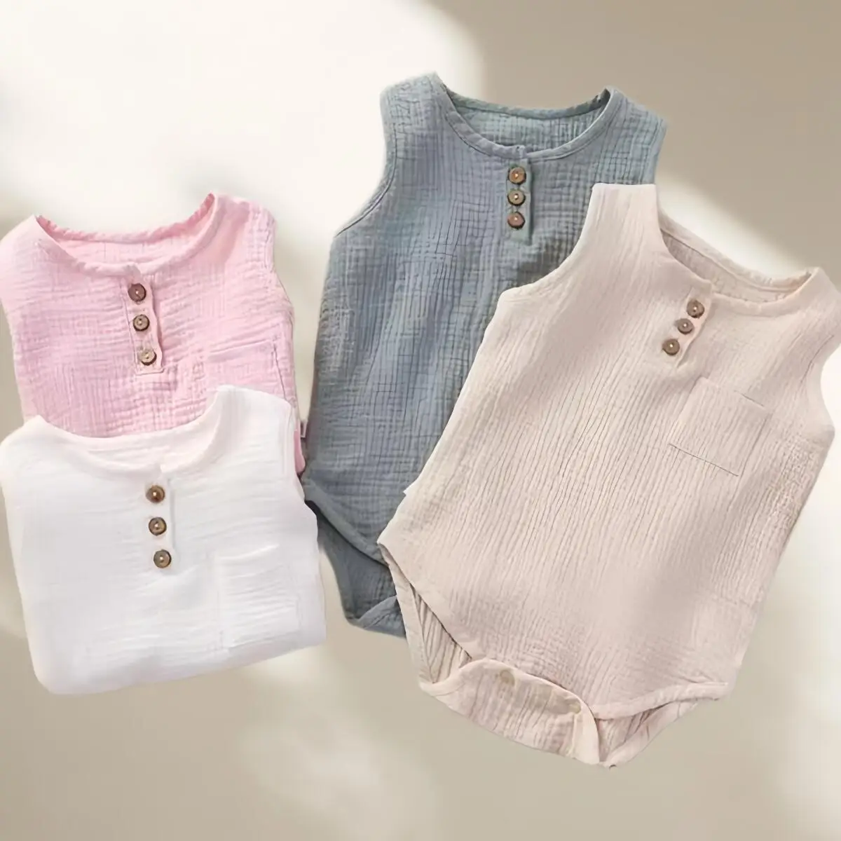 Летний комбинезон-боди для малышей (0-3 года) из тонкого хлопкового муслина, без рукавов, для мальчиков и девочек, 2026
Летний комбинезон-боди для малышей (0-3 года) из тонкого хлопкового муслина, без рукавов, для мальчиков и девочек, 2026