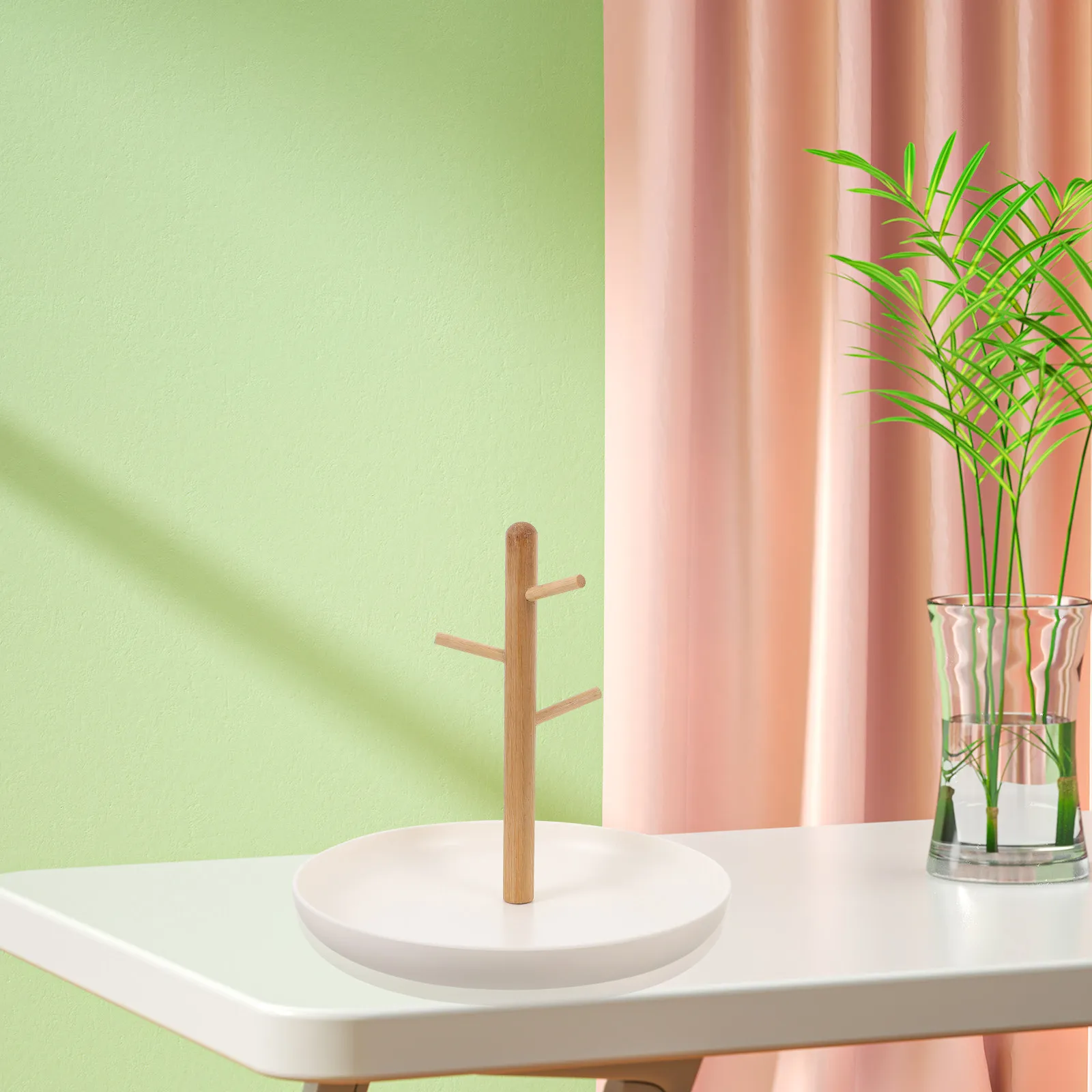 Подставка для украшений из АБС-пластика и бамбука: Простой и элегантный настольный органайзер для хранения ожерелий, браслетов, серег и ключей
Подставка для украшений из АБС-пластика и бамбука: Простой и элегантный настольный органайзер для хранения ожерелий, браслетов, серег и ключей