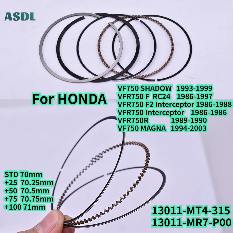 13011-MR7-P00 For Honda VF750 SHADOW 93-99 VFR750 F F2 Interceptor Motorcycle Engine Piston Rings VFR750R VF 750 MAGNA 1994-2003
13011-MR7-P00 For Honda VF750 SHADOW 93-99 VFR750 F F2 Interceptor Motorcycle Engine Piston Rings VFR750R VF 750 MAGNA 1994-2003
