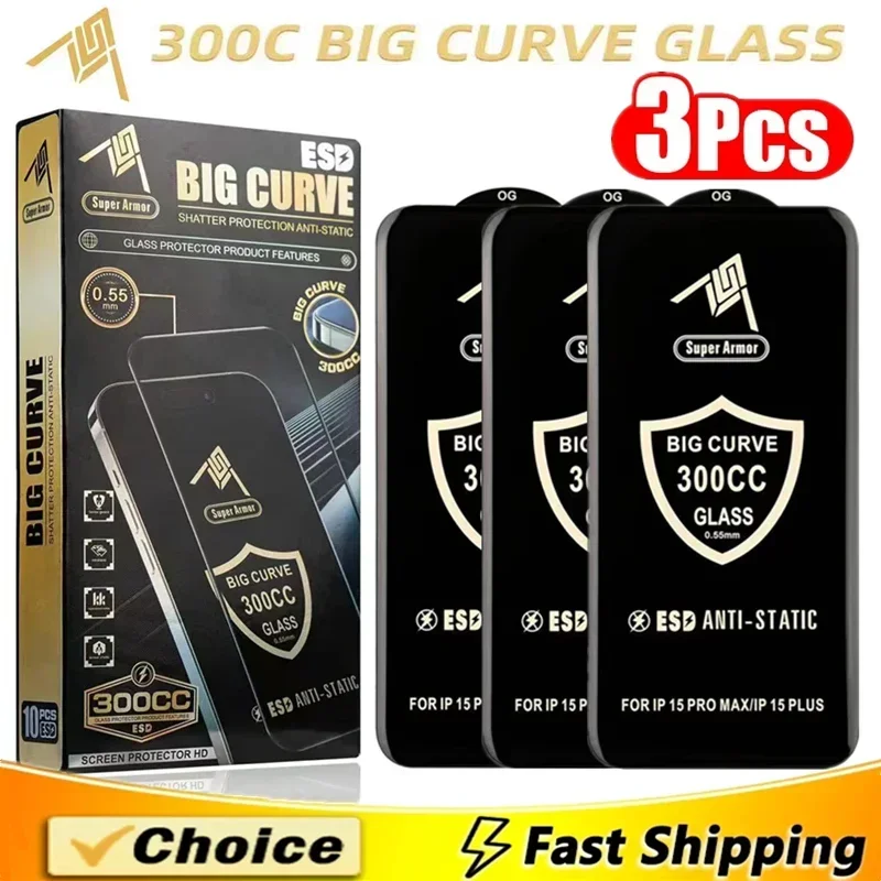 300CC Big Curve Tempered Glass For iPhone 15 14 13 16 Pro Max ESD Anti-Static Screen Protector For iPhone 11 12 PRO XR X XS MAX
300CC Big Curve Tempered Glass For iPhone 15 14 13 16 Pro Max ESD Anti-Static Screen Protector For iPhone 11 12 PRO XR X XS MAX