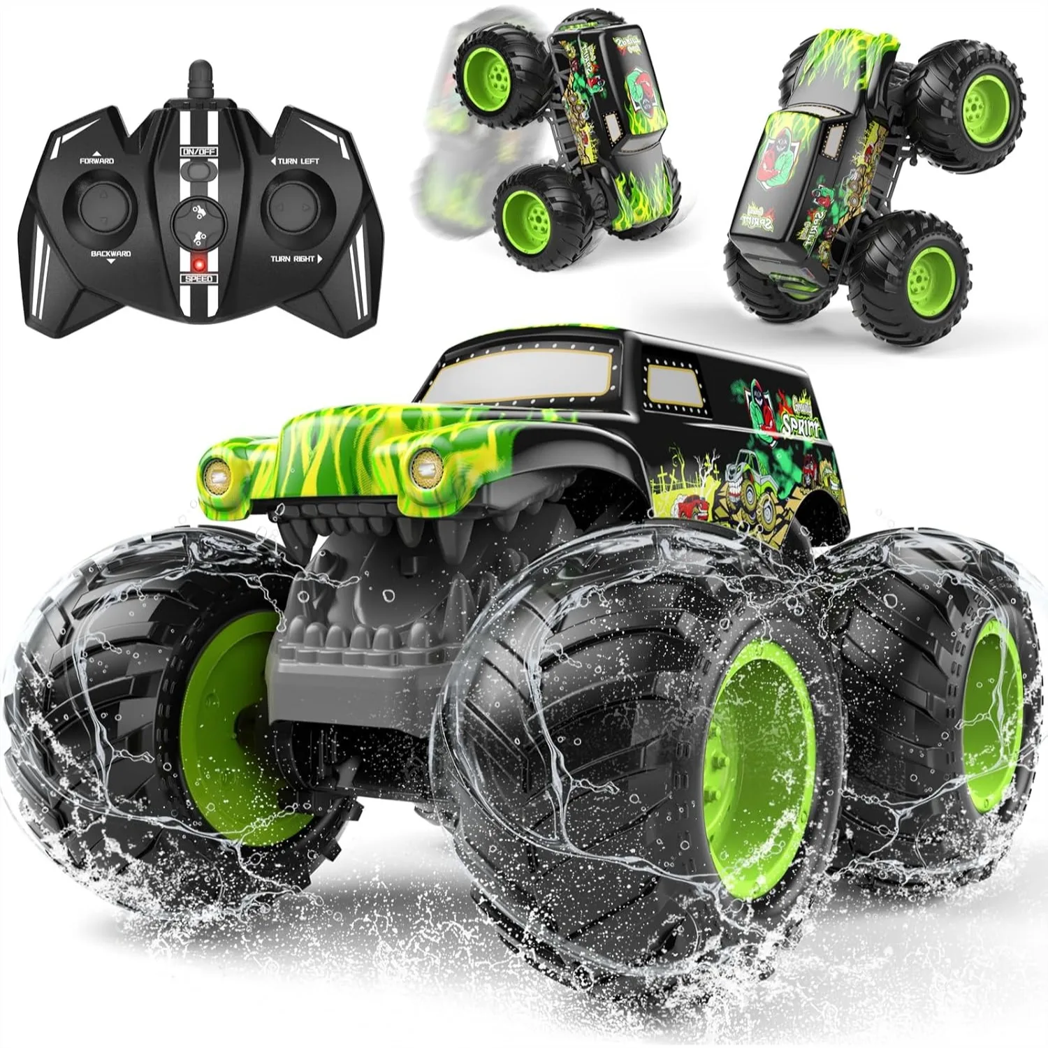 Amphibious Remote Control Monster Truck for Kids 6-12, Self-Balancing 4WD Stunt RC Truck with Wheelie Action, All-Terrain Off-Road Big Tire Toy Car for Pool Gift
Amphibious Remote Control Monster Truck for Kids 6-12, Self-Balancing 4WD Stunt RC Truck with Wheelie Action, All-Terrain Off-Road Big Tire Toy Car for Pool Gift