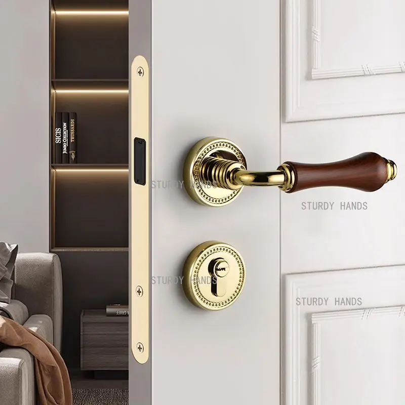 French-style zinc alloy walnut wood grain silent door lock golden American-style bedroom door handle lockset
French-style zinc alloy walnut wood grain silent door lock golden American-style bedroom door handle lockset