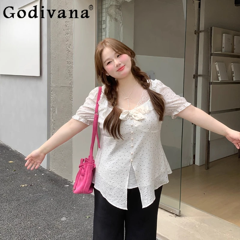 L-4XL Large Size Summer Loose Short Sleeve Puff Sleeve Women New White French Cute Sweet Lace Square Neck Beautiful Bow T-Shirt
L-4XL Large Size Summer Loose Short Sleeve Puff Sleeve Women New White French Cute Sweet Lace Square Neck Beautiful Bow T-Shirt