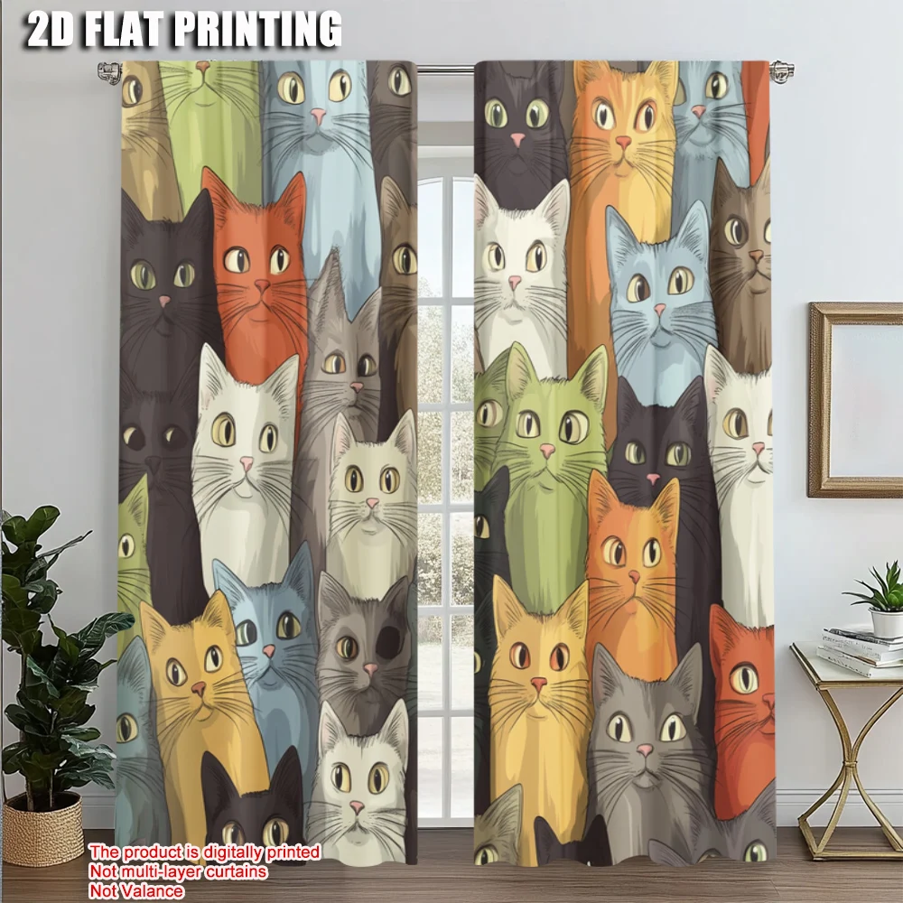 2pcs, Minimalist Curtains 2D print Funny Colorful Kittens Machine Washable (without rod) Room Decor Ldeal for Bedroom, Office,
2pcs, Minimalist Curtains 2D print Funny Colorful Kittens Machine Washable (without rod) Room Decor Ldeal for Bedroom, Office,