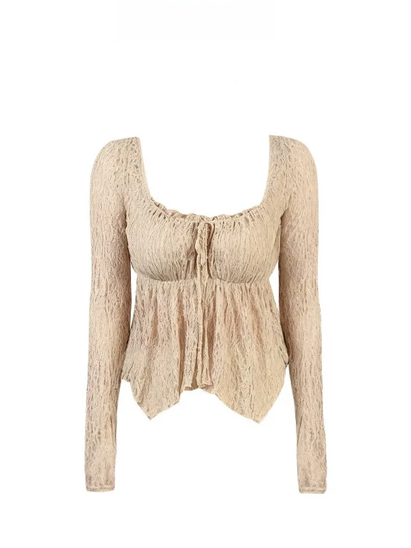 Эластичный кружевной топ-база с низкой горловиной и длинными рукавами, женский, во французском стиле, из ткани Tagkita и других материалов, одиночный предмет, осенний
Эластичный кружевной топ-база с низкой горловиной и длинными рукавами, женский, во французском стиле, из ткани Tagkita и других материалов, одиночный предмет, осенний