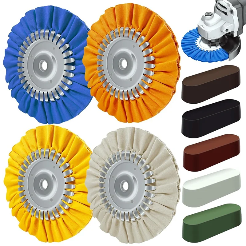 -A95Z 8Inch Airway Buffing Wheel, 9Pcs Aluminum Wheel Polishing Kit In Diameter 5/8 Inch Arbor Hole, Polishing Compound
-A95Z 8Inch Airway Buffing Wheel, 9Pcs Aluminum Wheel Polishing Kit In Diameter 5/8 Inch Arbor Hole, Polishing Compound