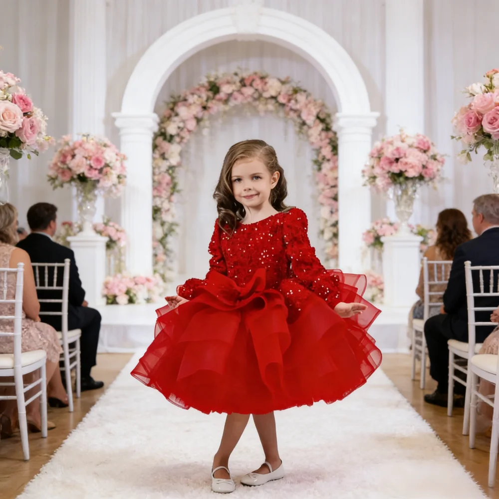 Children Red Long Sleeve Ball Gown Party Host New Kids Princess Elegant Dress Costume Dress for Piano Performance Fashion Show
Children Red Long Sleeve Ball Gown Party Host New Kids Princess Elegant Dress Costume Dress for Piano Performance Fashion Show