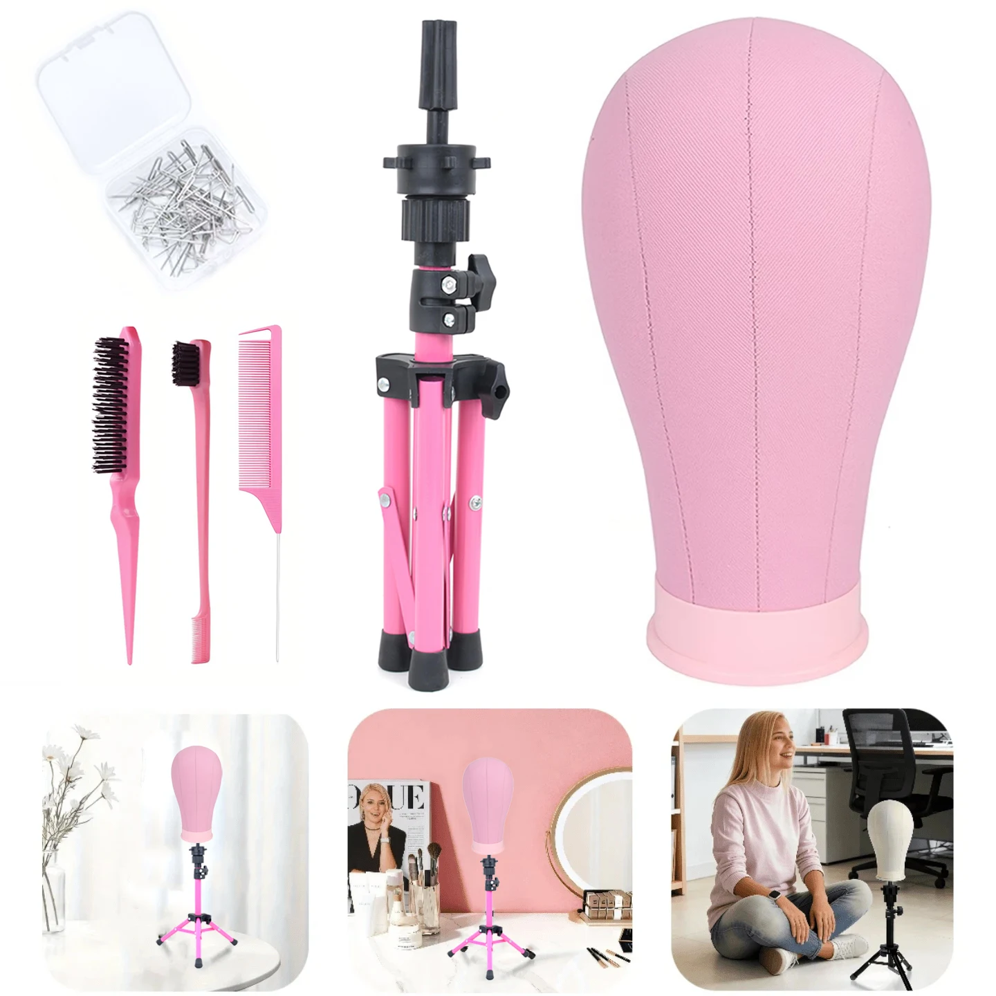 22 Inch Canvas Wig Mannequin Head with Stand Cork Manikin Block Set for Wigs Trimming Display Includes T Pins And Comb
22 Inch Canvas Wig Mannequin Head with Stand Cork Manikin Block Set for Wigs Trimming Display Includes T Pins And Comb