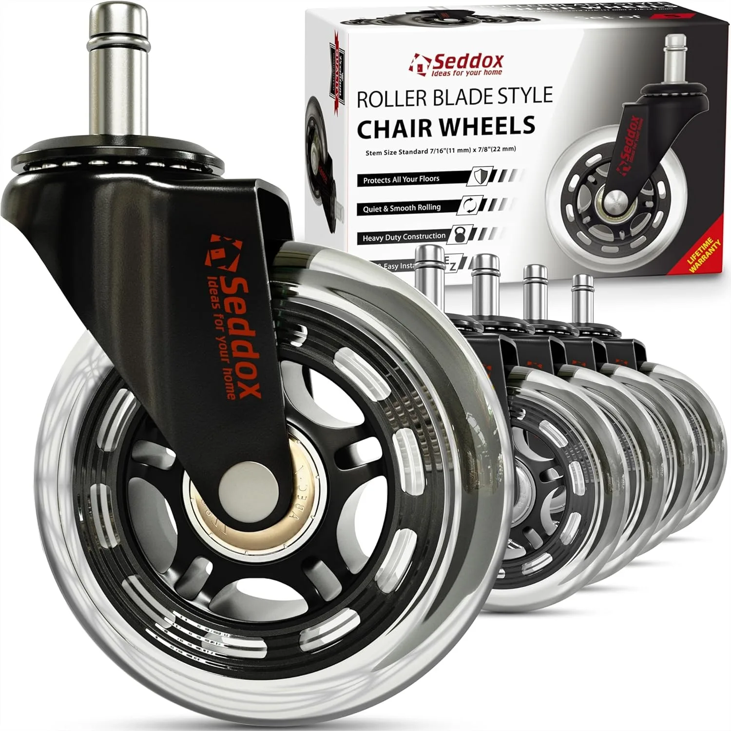 Office Chair Wheels Replacement Set of 5 - Desk Chair Casters for Hardwood & Carpet - Heavy Duty & Safe for All Floors
Office Chair Wheels Replacement Set of 5 - Desk Chair Casters for Hardwood & Carpet - Heavy Duty & Safe for All Floors