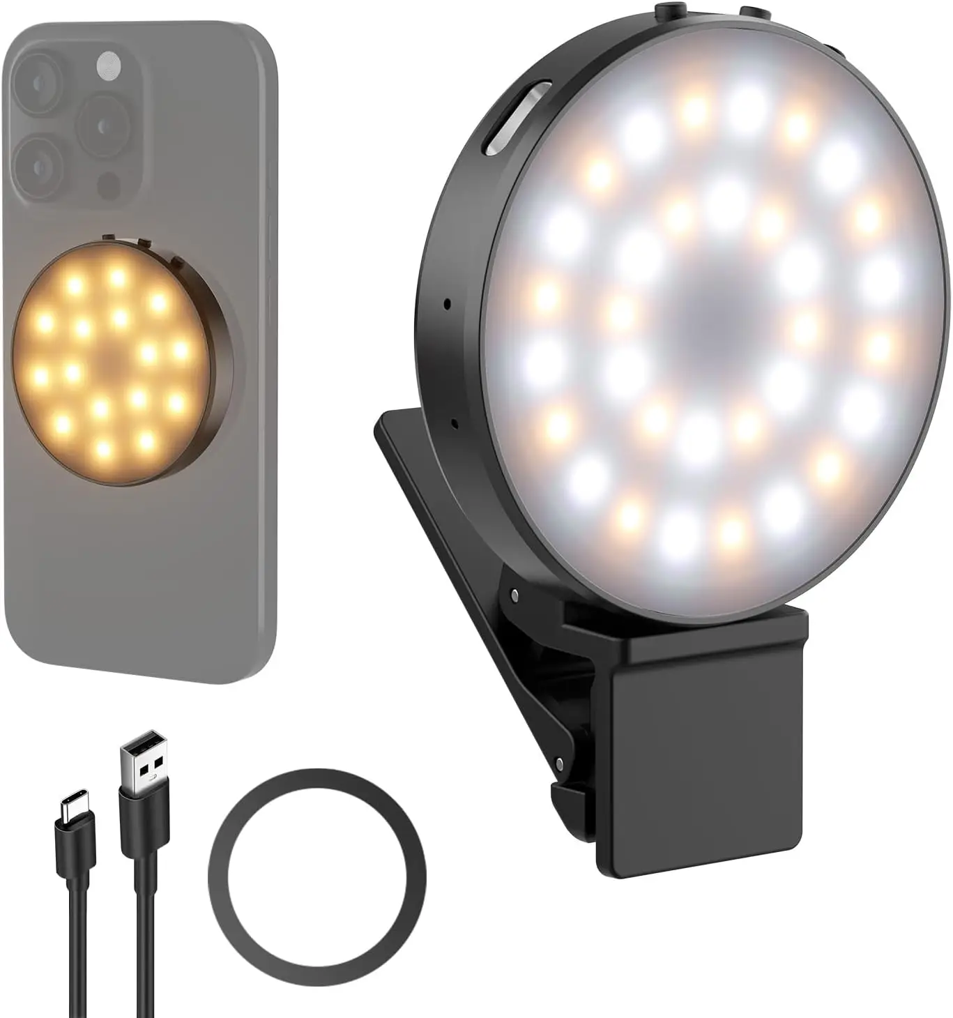 NEEWER Magnetic Selfie Light Compatible with MagSafe iPhone, 1W Clip on Metal LED Phone Fill Ring Lighting for Video Recording
NEEWER Magnetic Selfie Light Compatible with MagSafe iPhone, 1W Clip on Metal LED Phone Fill Ring Lighting for Video Recording