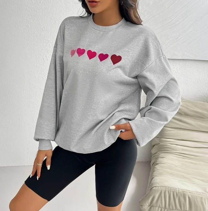 Elegant Autumn Women's Sports Pullover Casual O-Neck Loose Thread Heart Print Women's Fashion Long Sleeved Sweatshirt Outerwears
Elegant Autumn Women's Sports Pullover Casual O-Neck Loose Thread Heart Print Women's Fashion Long Sleeved Sweatshirt Outerwears