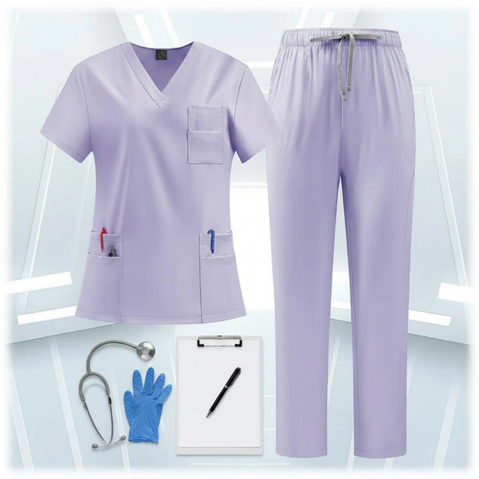 V-Shaped Neck Scrub Top and Pants Quick-Drying Short Sleeve Medical Attire Nurse Doctor Workwear Set Breathable Moisture-Wicking
V-Shaped Neck Scrub Top and Pants Quick-Drying Short Sleeve Medical Attire Nurse Doctor Workwear Set Breathable Moisture-Wicking