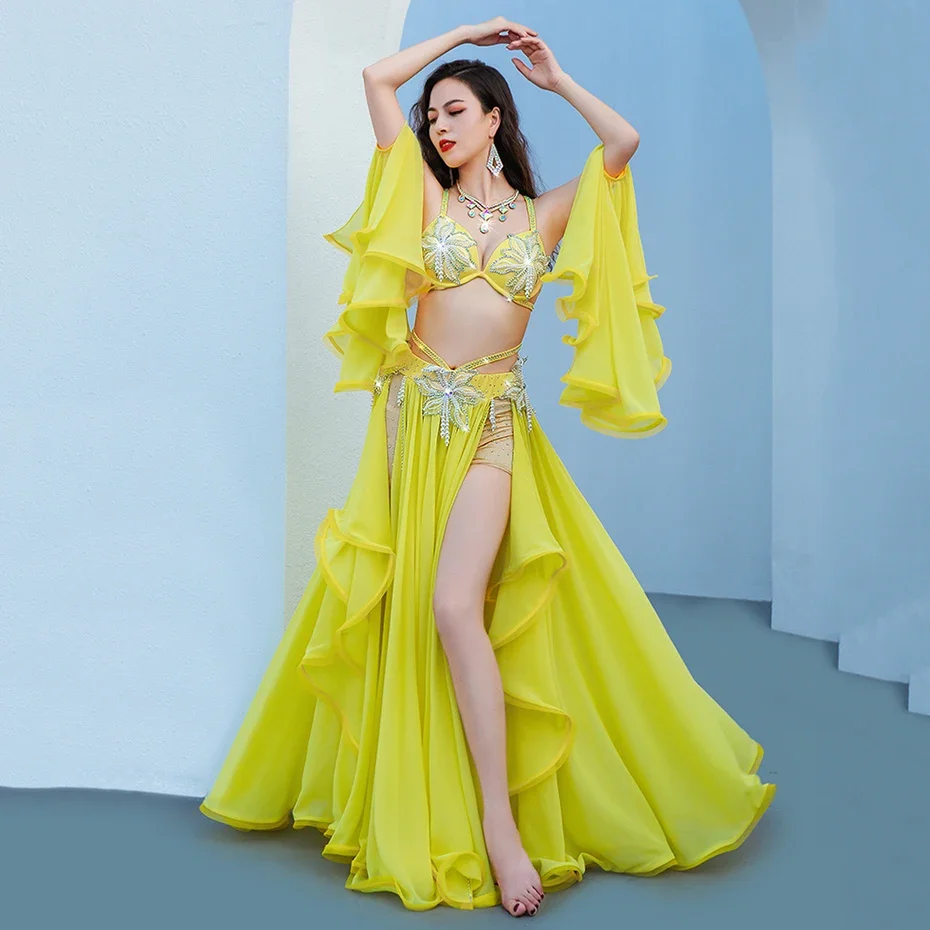 Floral Egyptian Belly Dance Costume Set Popsong Performance Oriental Dance Outfit Group Competition Pearls Costumes with Sleeves
Floral Egyptian Belly Dance Costume Set Popsong Performance Oriental Dance Outfit Group Competition Pearls Costumes with Sleeves