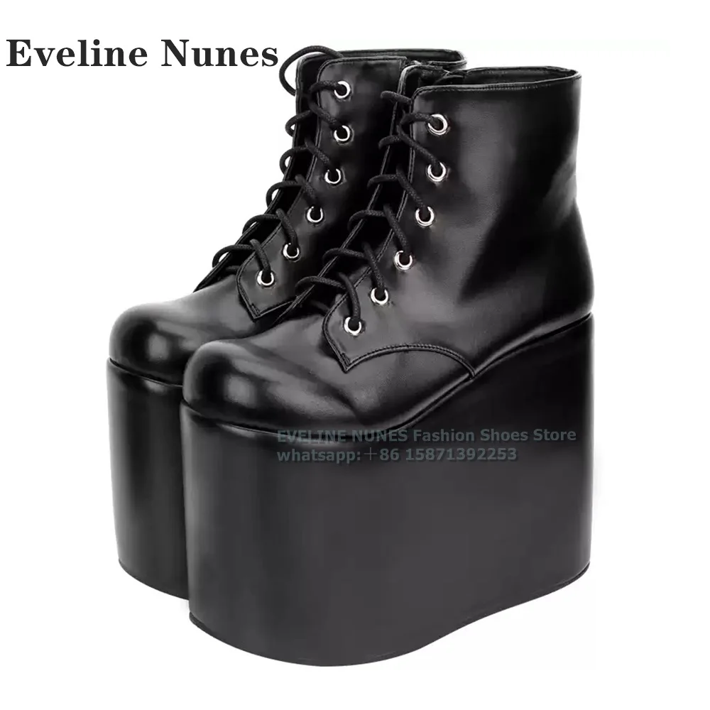 Platform Thick Sole Cross Tied Ankle Boots Round Toe Height Increasing Black Side Zipper Punk Motorcycle Boots 2024 Autumn Trend
Platform Thick Sole Cross Tied Ankle Boots Round Toe Height Increasing Black Side Zipper Punk Motorcycle Boots 2024 Autumn Trend