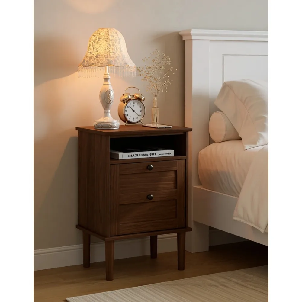 Modern Boho Nightstand with Drawer and Open Shelf Wooden Top Bedroom Side Table Walnut Finish
Modern Boho Nightstand with Drawer and Open Shelf Wooden Top Bedroom Side Table Walnut Finish