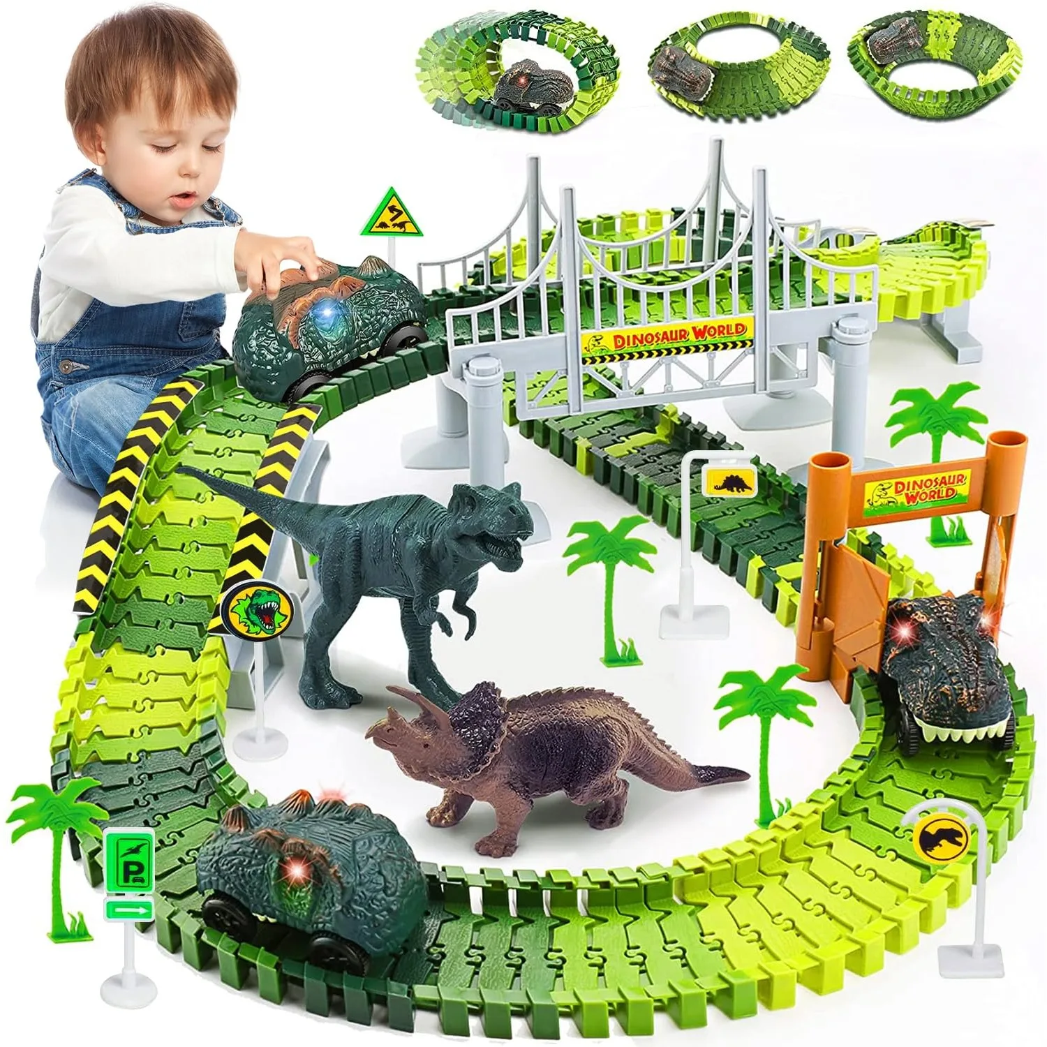 Dinosaur Toys Create A Dinosaur World Road Race Flexible Track Playset with Cool Dinosaur Car for Boy Girls Christmas Gift
Dinosaur Toys Create A Dinosaur World Road Race Flexible Track Playset with Cool Dinosaur Car for Boy Girls Christmas Gift
