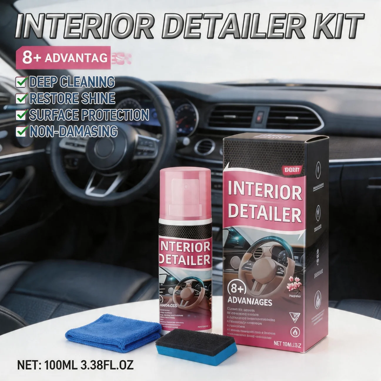 Auto Interior Polish Car Shine Cleaner 100ml Interior Detailer Spray Protective Color Fading Repair Car Care Detailing Spray
Auto Interior Polish Car Shine Cleaner 100ml Interior Detailer Spray Protective Color Fading Repair Car Care Detailing Spray