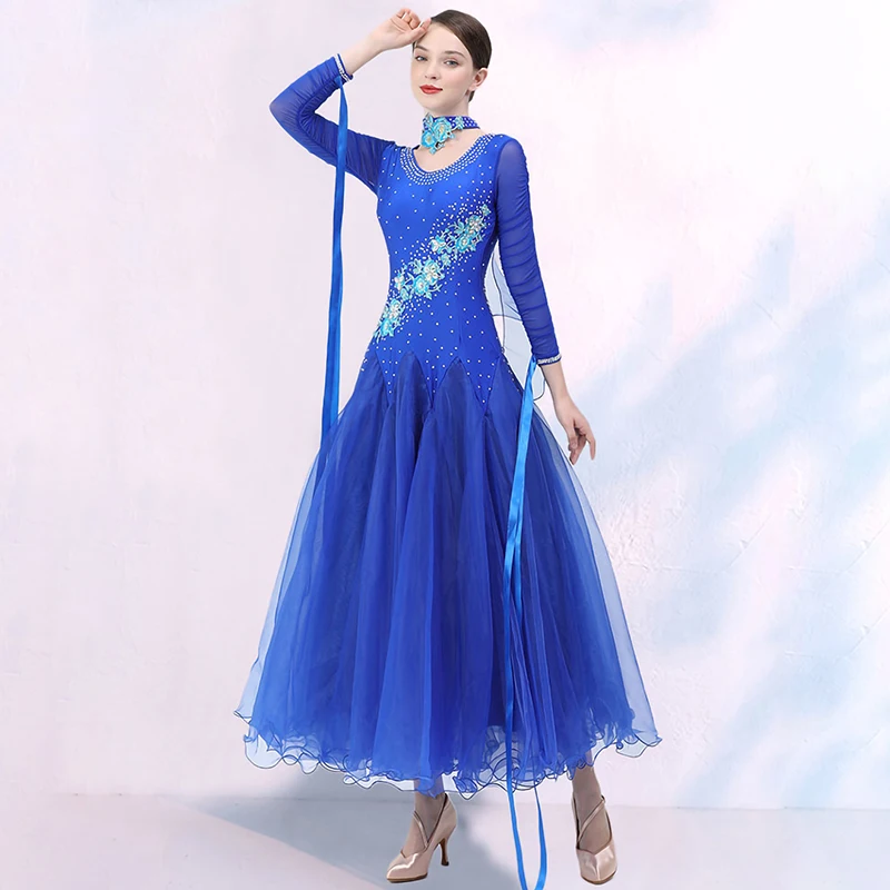 Crewneck Modern Competition dress Long Sleeve New Printed Fluorescent Green Treasure Blue dress Waltz Practice Costume
Crewneck Modern Competition dress Long Sleeve New Printed Fluorescent Green Treasure Blue dress Waltz Practice Costume