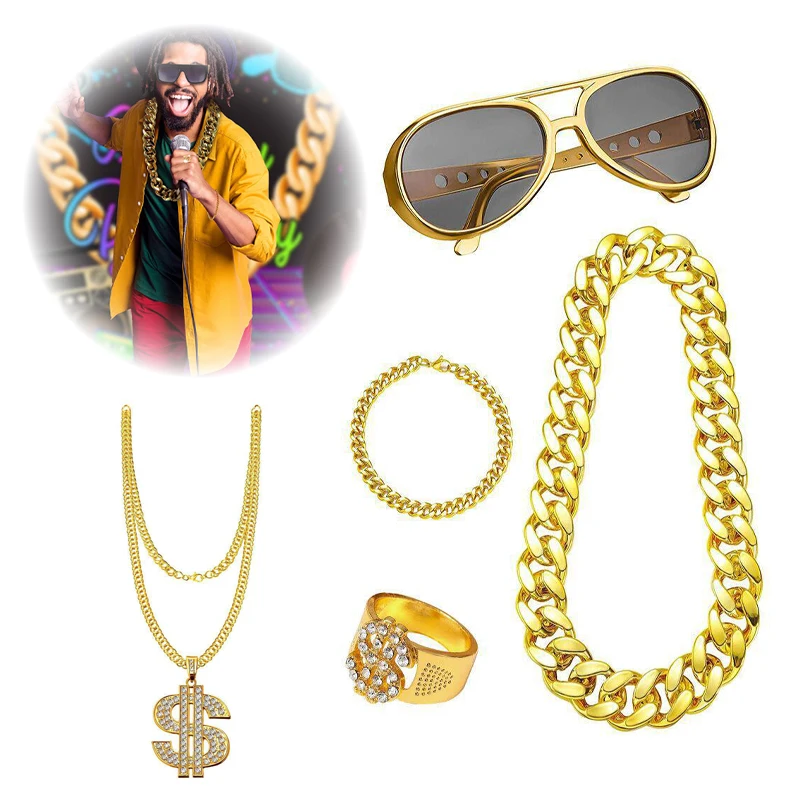 5 шт., ожерелье в стиле хип-хоп, ярковый панк, сплав, долларовая цепочка, ожерелье, кольцо, браслет, набор украшений для вечеринки, модные аксессуары
5 шт., ожерелье в стиле хип-хоп, ярковый панк, сплав, долларовая цепочка, ожерелье, кольцо, браслет, набор украшений для вечеринки, модные аксессуары