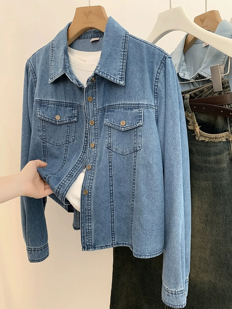 Retro Casual Wear Women Shirt Coat Washed Denim Blouse Oversized Tops Loose Retro Long Sleeved Shirt
Retro Casual Wear Women Shirt Coat Washed Denim Blouse Oversized Tops Loose Retro Long Sleeved Shirt