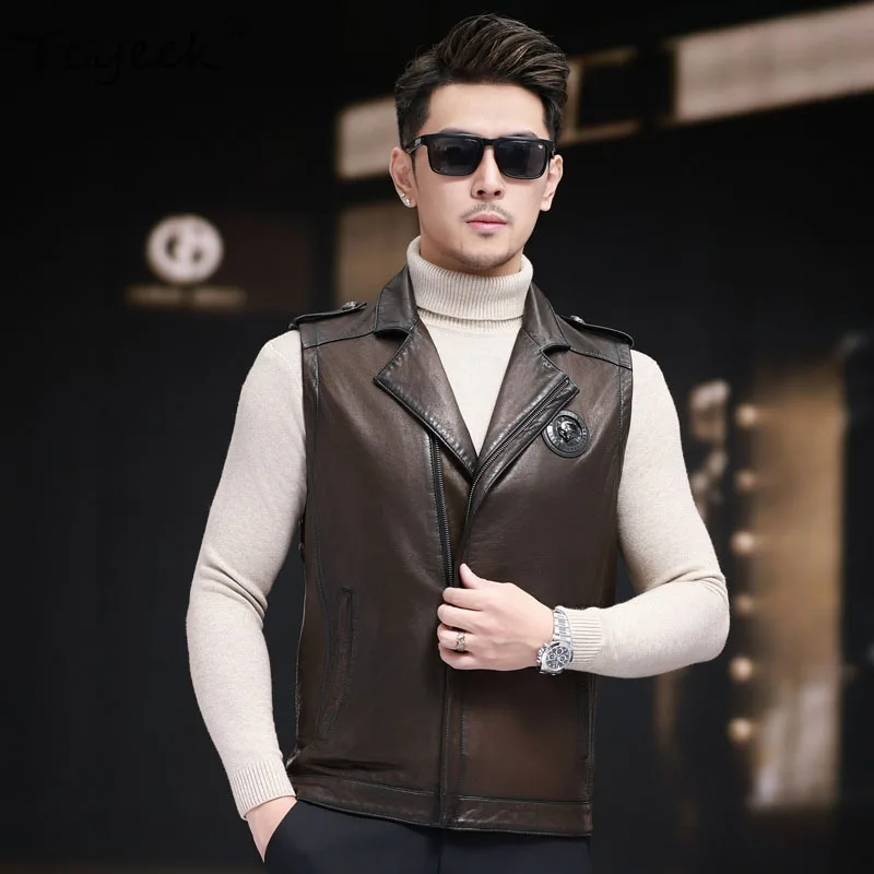 Tcyeek Real Leather Sleeveless Jacket Men Clothes Autumn Vest Top Layer Sheepskin Motocycle Jackets Man Trendy Jaqueta De Couro
Tcyeek Real Leather Sleeveless Jacket Men Clothes Autumn Vest Top Layer Sheepskin Motocycle Jackets Man Trendy Jaqueta De Couro