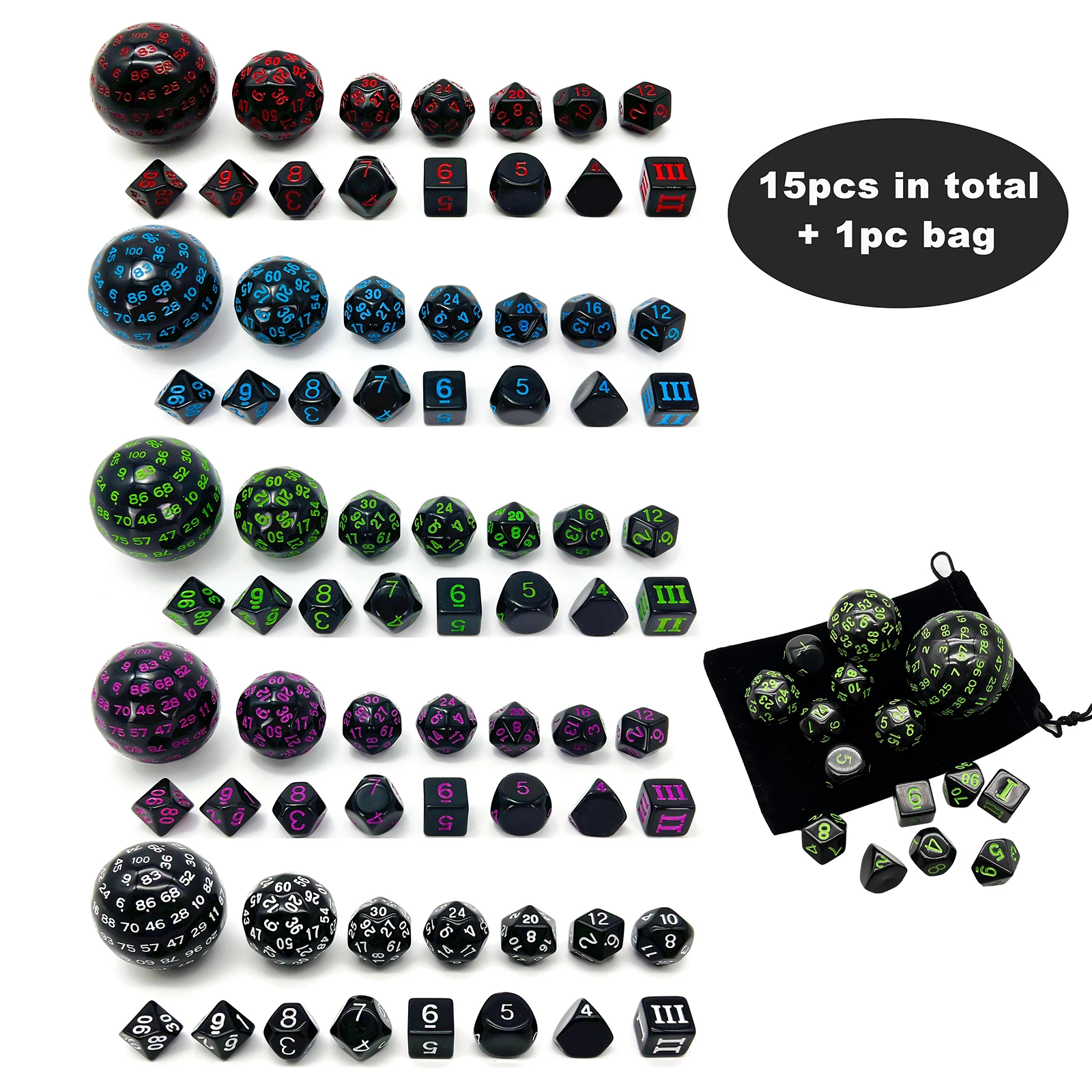 Polyhedral Dice Set DND Cubes POP D3-D100 Acrylic Dice Sets 15 Pcs For Gift DND Game RPG Board Game Accessories
Polyhedral Dice Set DND Cubes POP D3-D100 Acrylic Dice Sets 15 Pcs For Gift DND Game RPG Board Game Accessories