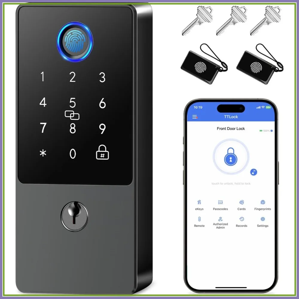 Smart Deadbolt Lock with Fingerprint,Keyless Entry Door Lock with Keypad&App Control,One-Time Codes for Airbnb&Rental