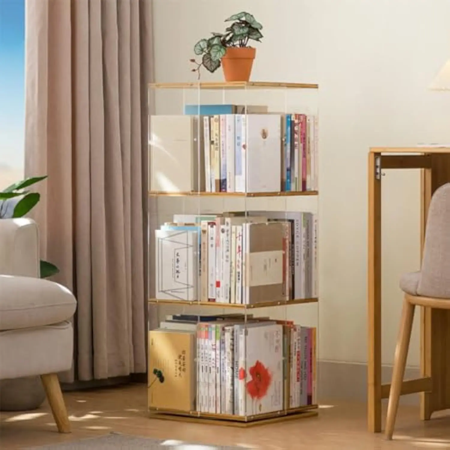 Acrylic Rotating Bookshelf Bookcase, 3 Tier Floor Standing Bookshelf Clear Acrylic Bookcase Book Storage Shelf Stackable Book
Acrylic Rotating Bookshelf Bookcase, 3 Tier Floor Standing Bookshelf Clear Acrylic Bookcase Book Storage Shelf Stackable Book