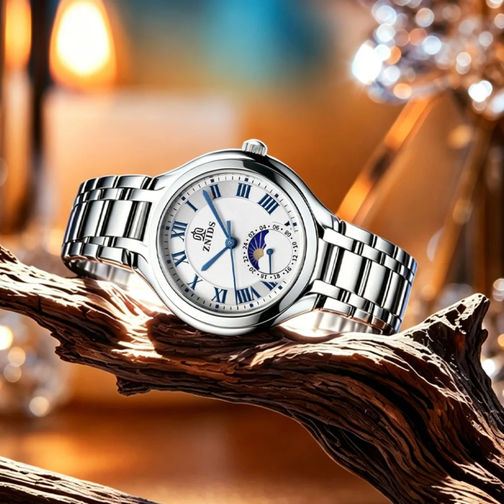 Women's Waterproof Quartz Watch with Roman Numerals and Moon Phase Display, Steel Band Wristwatch, Simple Business Commuter Watch for Women, Precise Timekeeping, Scratch-Resistant and Wear-Resistant, Versatile Luxury Style Watch for the Workplace, Gift fo
Women's Waterproof Quartz Watch with Roman Numerals and Moon Phase Display, Steel Band Wristwatch, Simple Business Commuter Watch for Women, Precise Timekeeping, Scratch-Resistant and Wear-Resistant, Versatile Luxury Style Watch for the Workplace, Gift fo