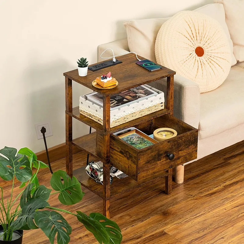 3-Tier Nightstand with Charging Station, USB Ports & Drawer - Compact Bedside Table for Small Spaces
3-Tier Nightstand with Charging Station, USB Ports & Drawer - Compact Bedside Table for Small Spaces