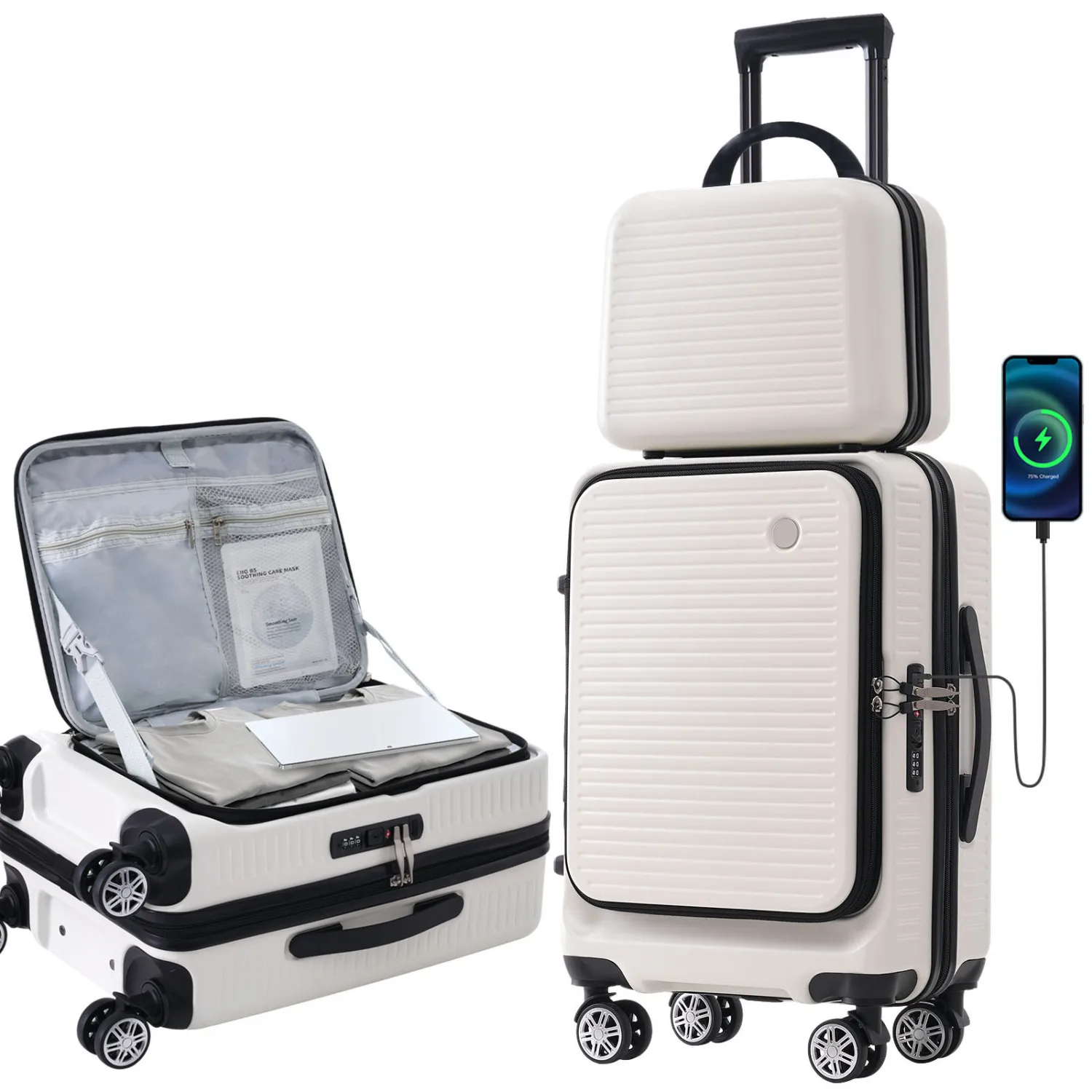 20" Lightweight Carry-on Luggage w/ Front Pocket, USB Port & Portable Carrying Case
20" Lightweight Carry-on Luggage w/ Front Pocket, USB Port & Portable Carrying Case