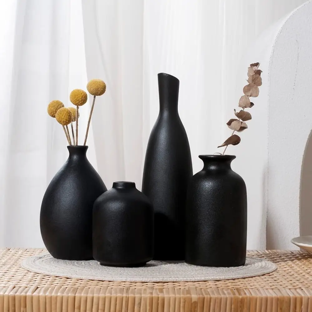 Bla Ceramic Vase Set Of 4, Classic Matte Vases Home Decorations For Table Shelf Office Decor (Black)
Bla Ceramic Vase Set Of 4, Classic Matte Vases Home Decorations For Table Shelf Office Decor (Black)