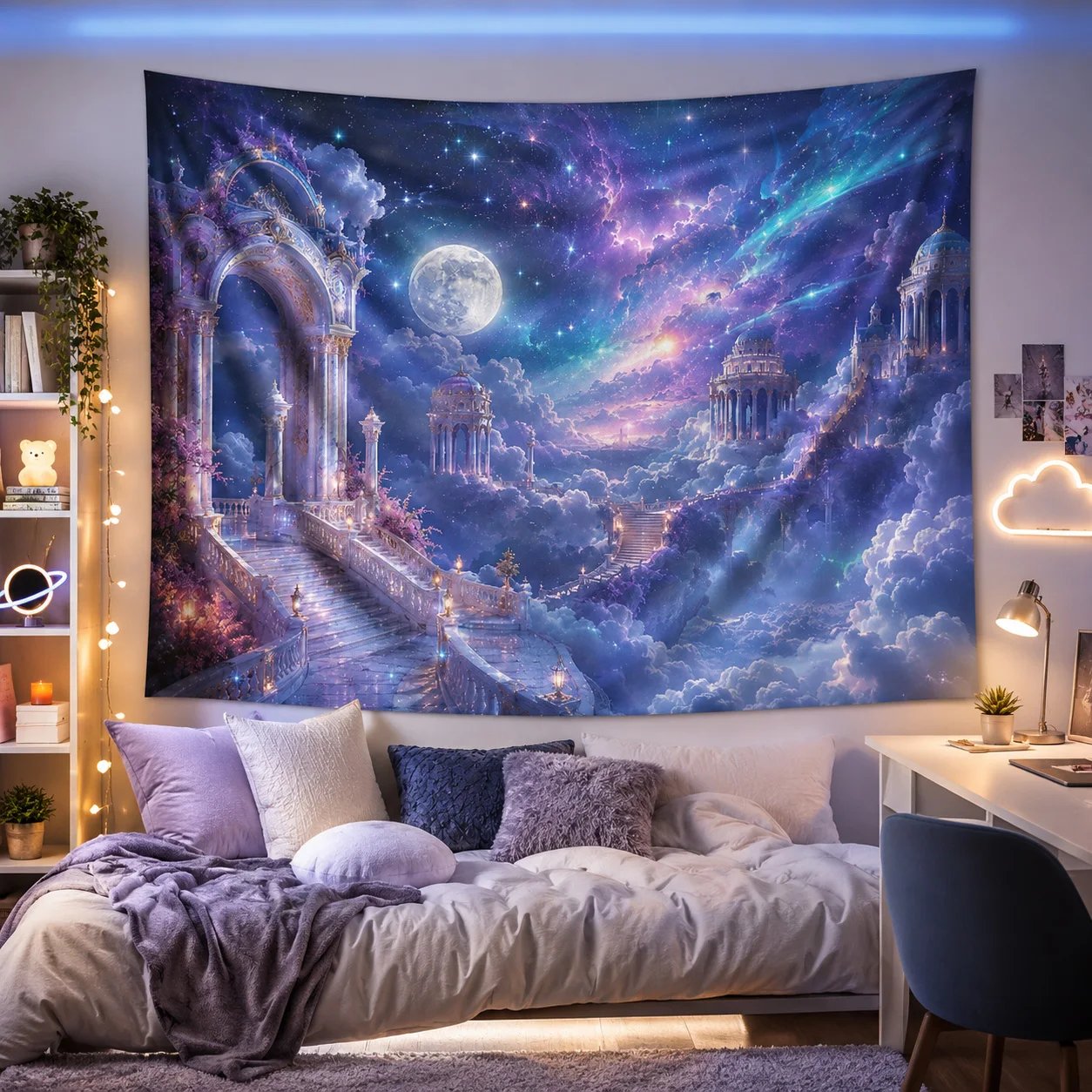 Fantasy Galaxy Wall Tapestry Moon Palace Starry Sky Hanging Decor for Dorm Bedroom Gaming Room
Fantasy Galaxy Wall Tapestry Moon Palace Starry Sky Hanging Decor for Dorm Bedroom Gaming Room