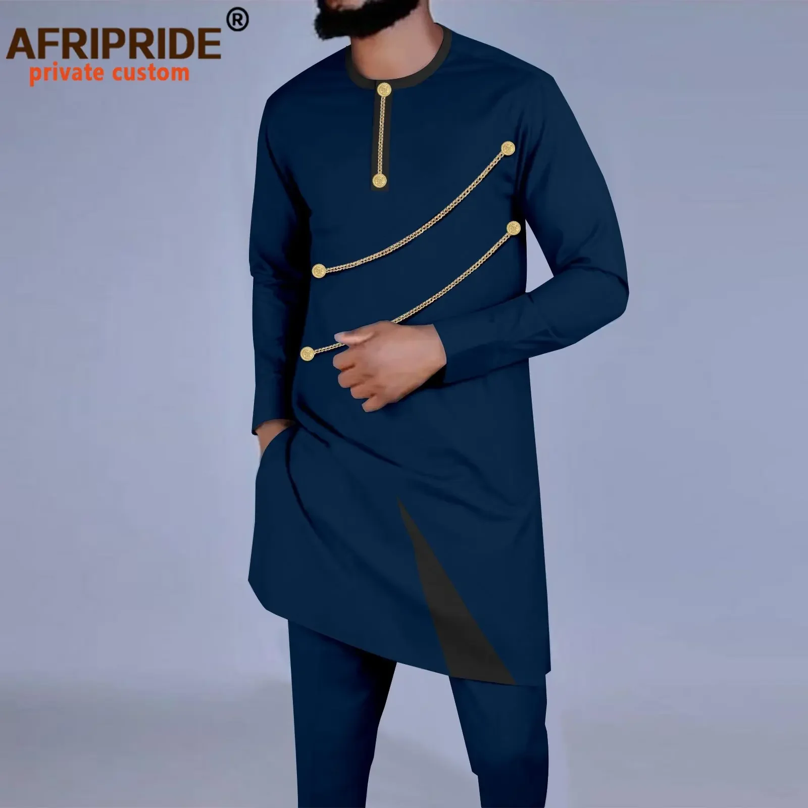 Bazin Riche African Clothing for Men Full Sleeve Chain Embroidery Shirts and Pants 2 Piece Set for Wedding Evening A2316047
Bazin Riche African Clothing for Men Full Sleeve Chain Embroidery Shirts and Pants 2 Piece Set for Wedding Evening A2316047