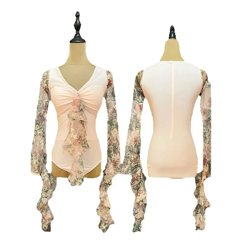 Women Ballroom Dance Costume Long Sleeves Bodysuit V-Neck Dancing Tops Stage Performance Clothing Latin Dance Tops XH2517
Women Ballroom Dance Costume Long Sleeves Bodysuit V-Neck Dancing Tops Stage Performance Clothing Latin Dance Tops XH2517