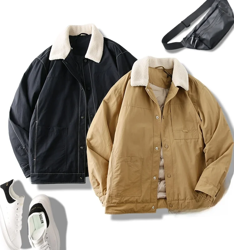 Мужская теплая куртка-пуховик в стиле ретро с воротником из овечьей шерсти, повседневное пуховое пальто с отложным воротником, модная городская молодежная верхняя одежда
Мужская теплая куртка-пуховик в стиле ретро с воротником из овечьей шерсти, повседневное пуховое пальто с отложным воротником, модная городская молодежная верхняя одежда