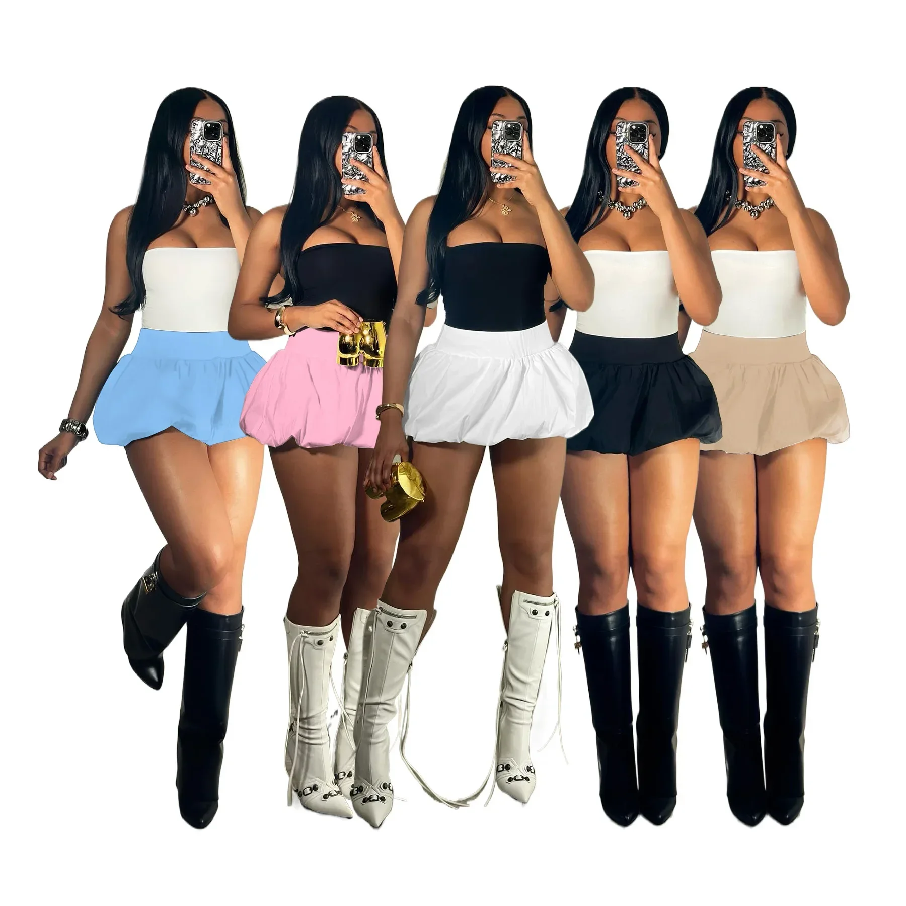 Women's Bubble Skirt Solid Color Elastic Waist Ultra Short Mini Skirt Pleated Skirt
Women's Bubble Skirt Solid Color Elastic Waist Ultra Short Mini Skirt Pleated Skirt