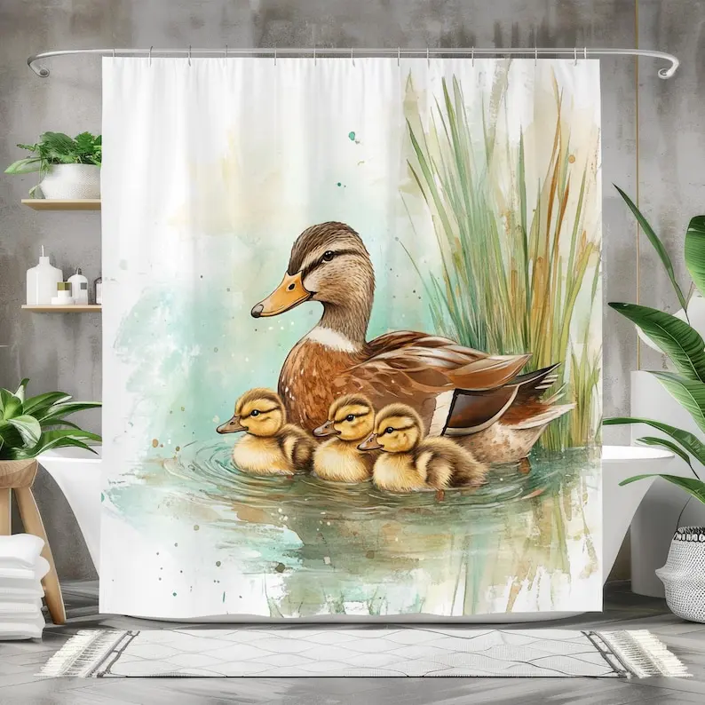 Duck Family Bath Curtain - Nature Bathroom Decor - Waterproof Fabric Shower Curtain - Charming Pond-Inspired Design
Duck Family Bath Curtain - Nature Bathroom Decor - Waterproof Fabric Shower Curtain - Charming Pond-Inspired Design