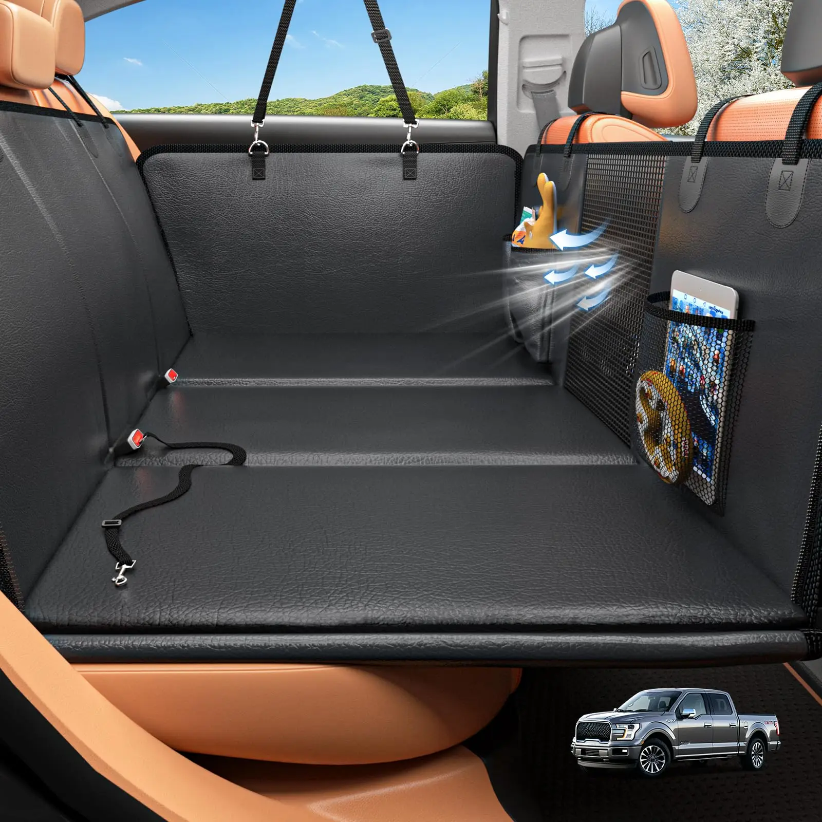 Premium PU Leather Dog Car Seat Cover With Rigid Base, Waterproof & Non-Slip Backseat Extender For SUVs And Trucks, 400 Lbs
Premium PU Leather Dog Car Seat Cover With Rigid Base, Waterproof & Non-Slip Backseat Extender For SUVs And Trucks, 400 Lbs