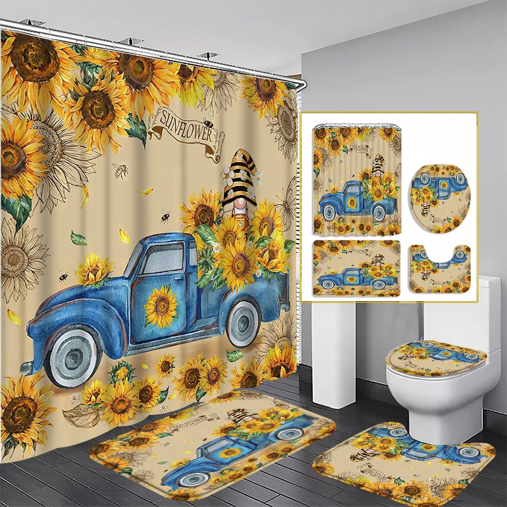4pcs Car Sunflower Curtain Shower Curtain Decoration, Beautiful Housewarming Gift Modern Home Decoration, Waterproof Shower Curt
4pcs Car Sunflower Curtain Shower Curtain Decoration, Beautiful Housewarming Gift Modern Home Decoration, Waterproof Shower Curt